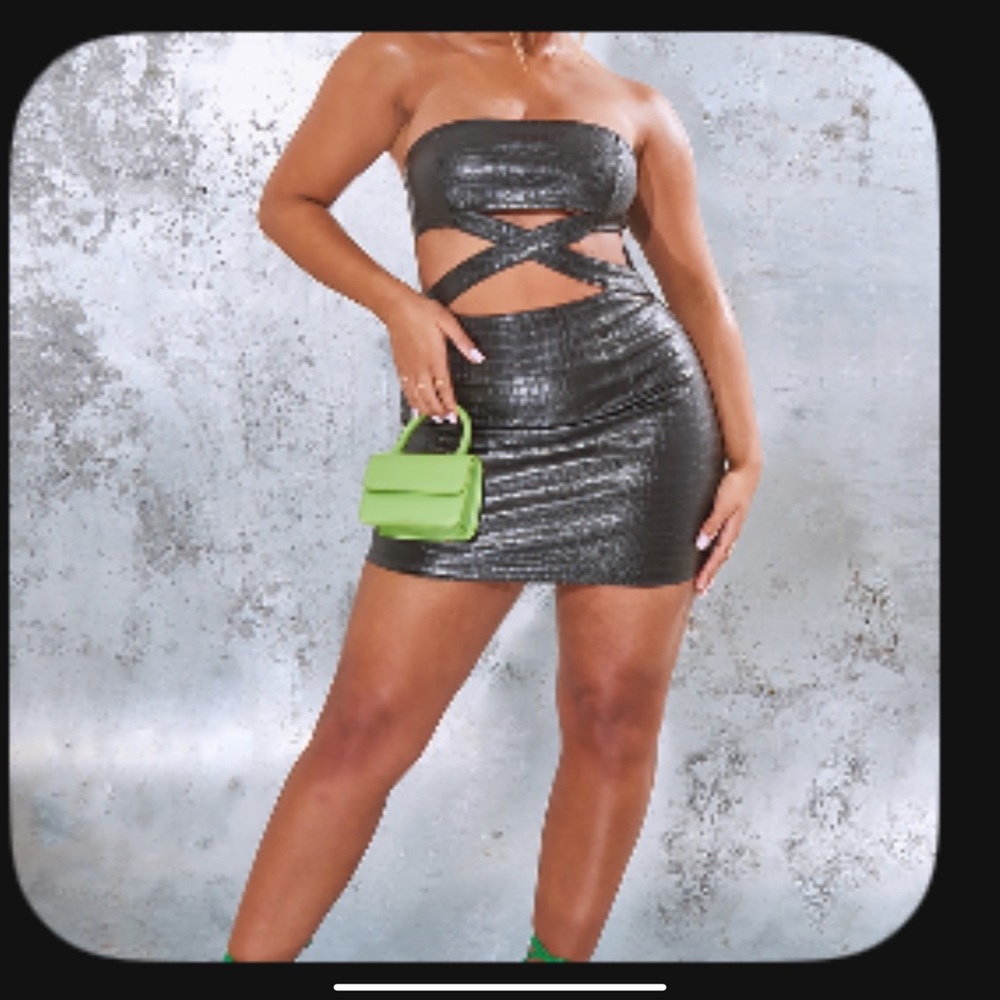 Leather plt dress black